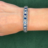 Victorian 3.75ct Sapphire and 5.0ct Diamond Cuff Bracelet, Silver-Topped Gold, Circa 1900s