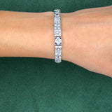 Art Deco Diamond and Sapphire Platinum Line Bracelet, 4 Carats, 1920s