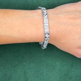 Art Deco Diamond and Sapphire Platinum Line Bracelet, 4 Carats, 1920s