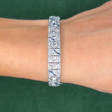 Art Deco Platinum Diamond & 2.0ct Sapphire Bracelet, 5ct Diamonds, 1930s