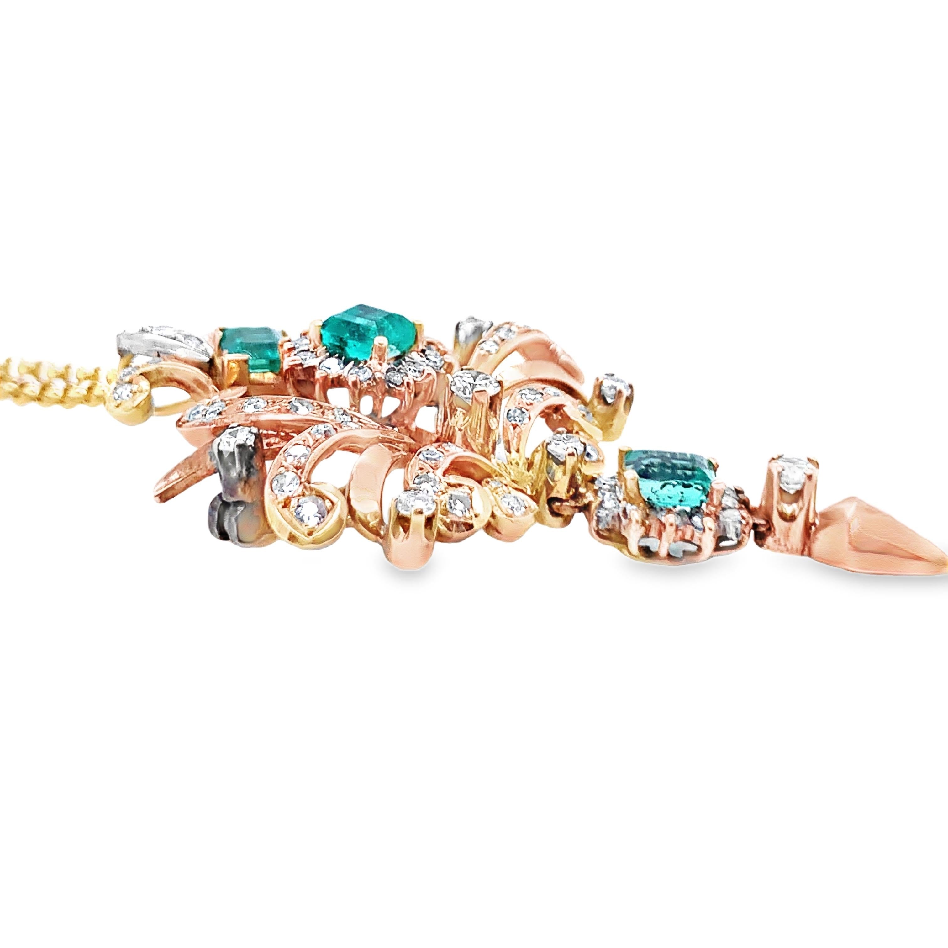 Victorian Emerald and Diamond 18K Gold Pendant / Brooch