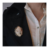 14K WHITE AND YELLOW GOLD CAMEO BROOCH