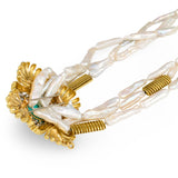 Turquoise, Diamond, Sapphire and Pearl 18K Gold Pendant / Brooch
