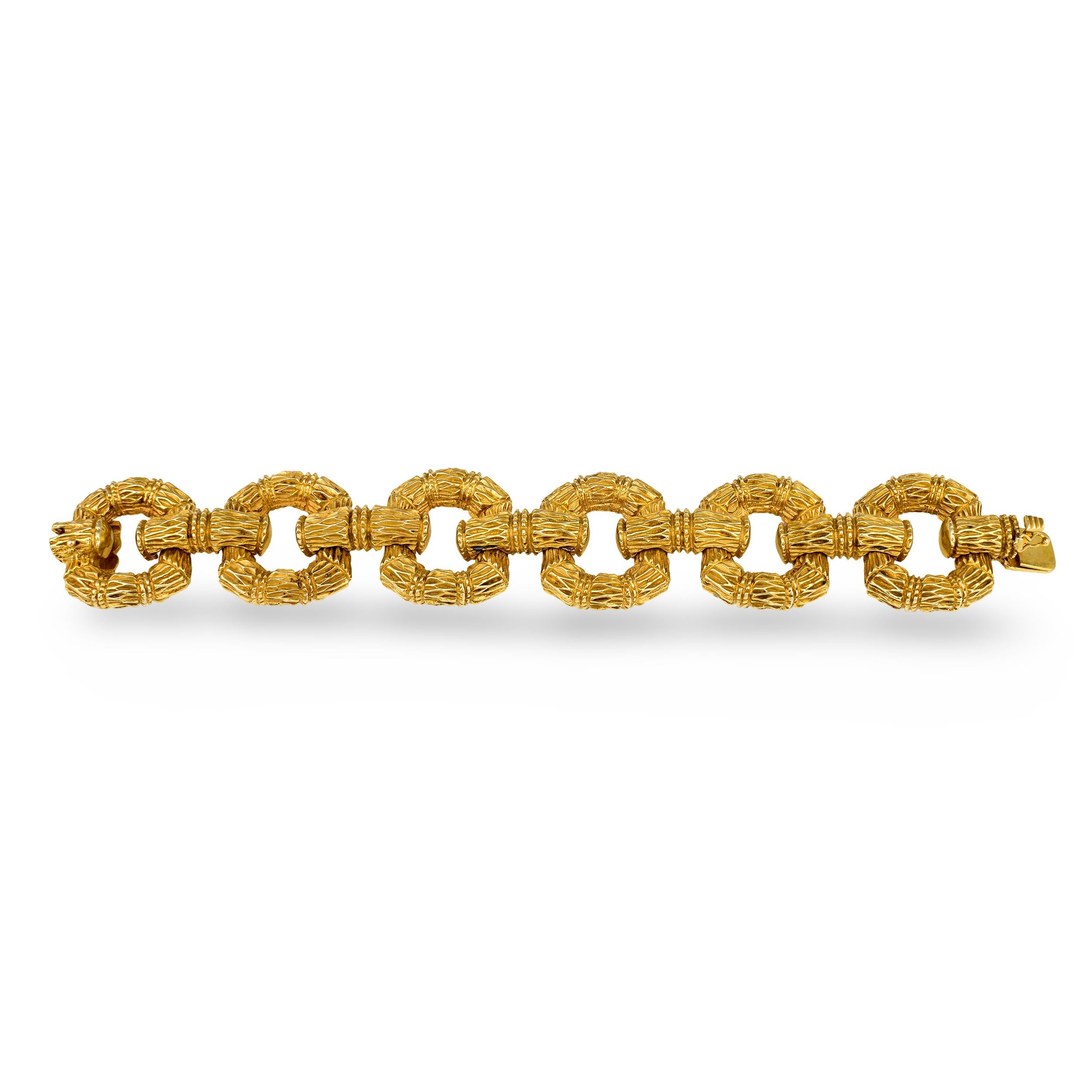 Open Link 14k Yellow Gold Bracelet by “La Triomphe”, circa 1960s