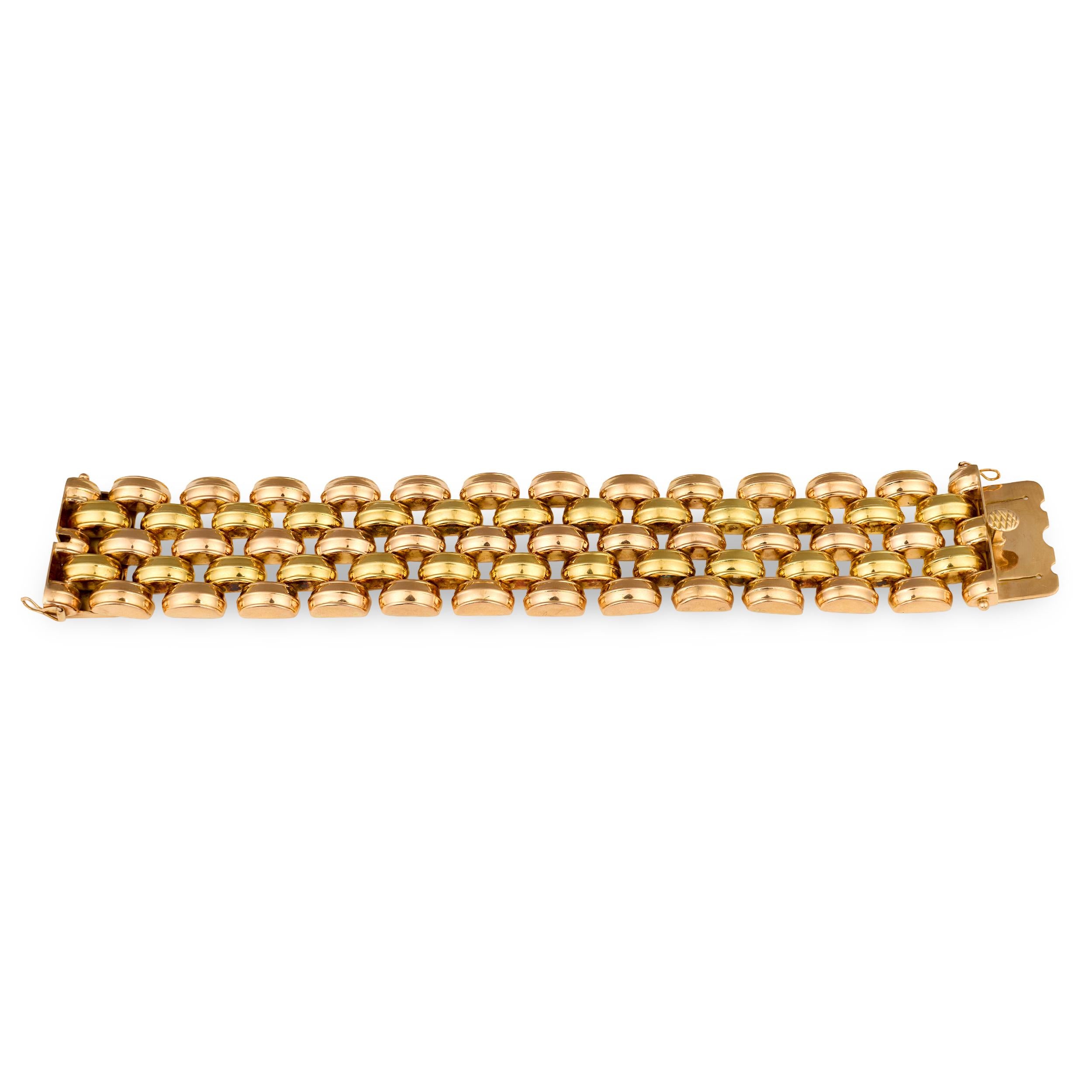 Retro 18K Tri-Color Gold Bracelet