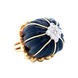 Black Onyx and Diamond 18K Yellow Gold Ring