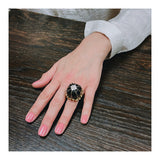 Black Onyx and Diamond 18K Yellow Gold Ring