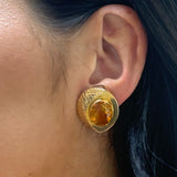 Citrine 18k Yellow Gold Earclips, circa 1970s
