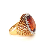 Citrine and Diamond Ring in 18K Yellow Gold, circa 1960s