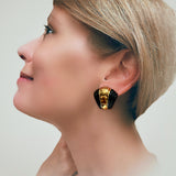 Citrine and Onyx 18k Yellow Gold Earclips, circa 1970s