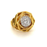 Diamond 18K Yellow Gold Cocktail Ring, circa 1970s