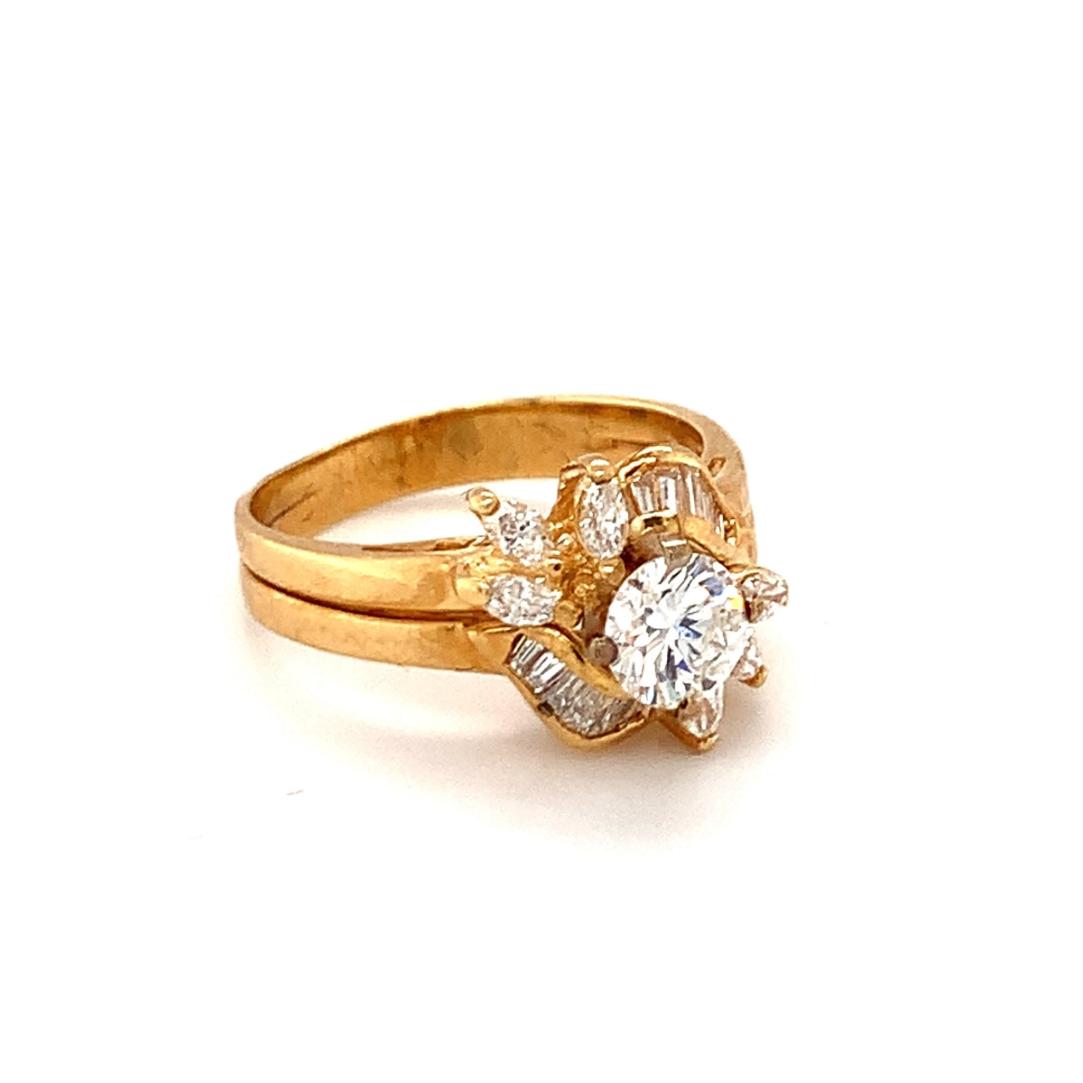 Diamond 18K Yellow Gold Cocktail Ring, circa 1980s