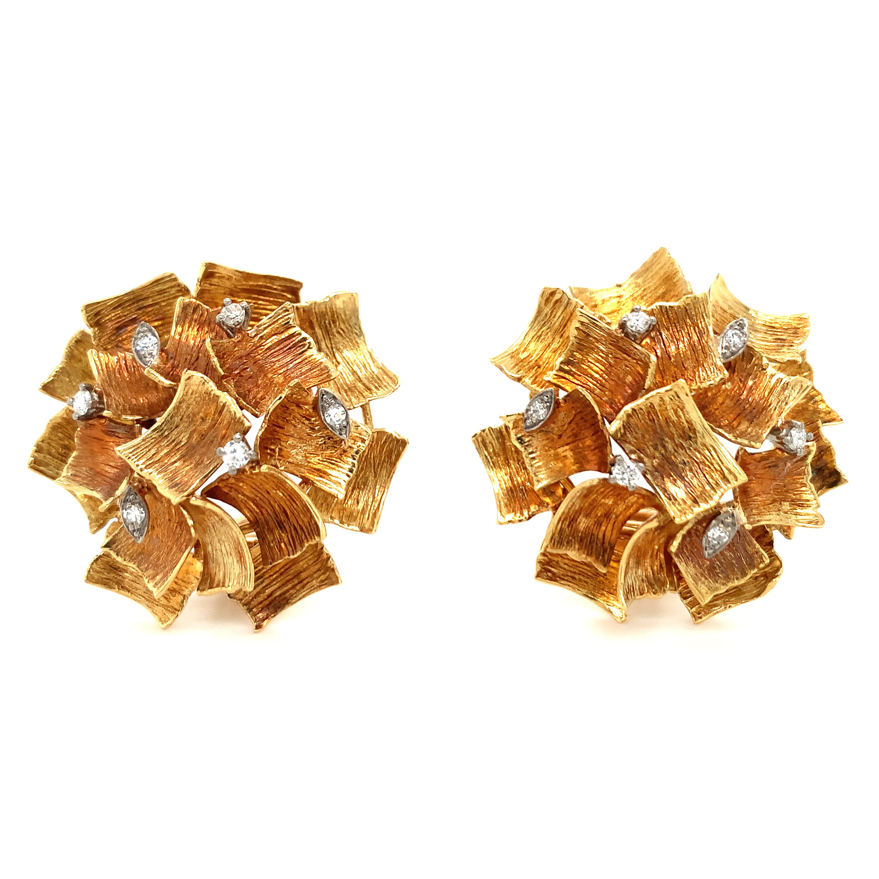 Diamond 18K Yellow Gold Earclips
