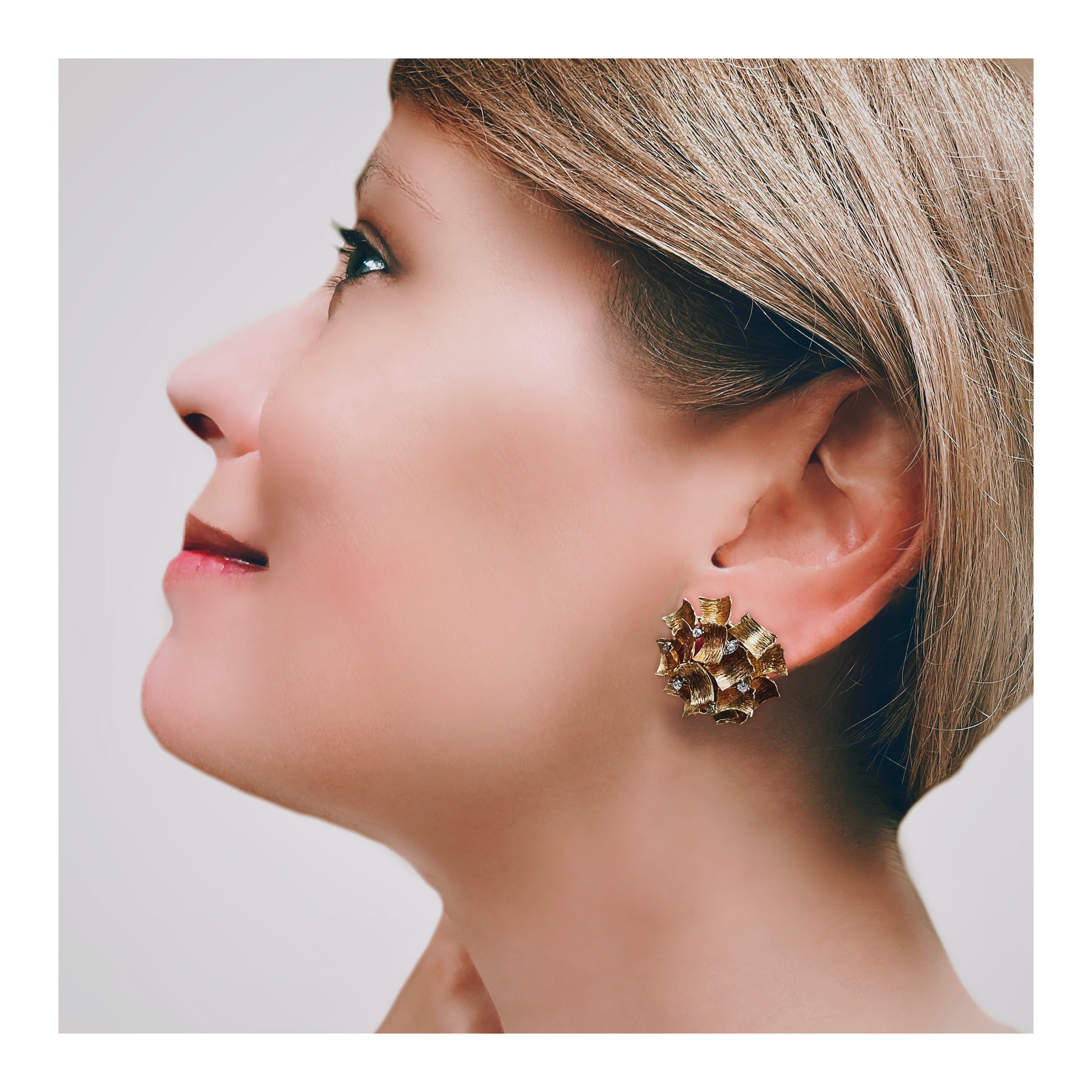 Diamond 18K Yellow Gold Earclips