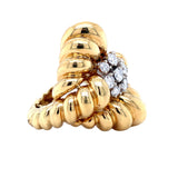 Diamond 18K Yellow Gold Fluted Ring