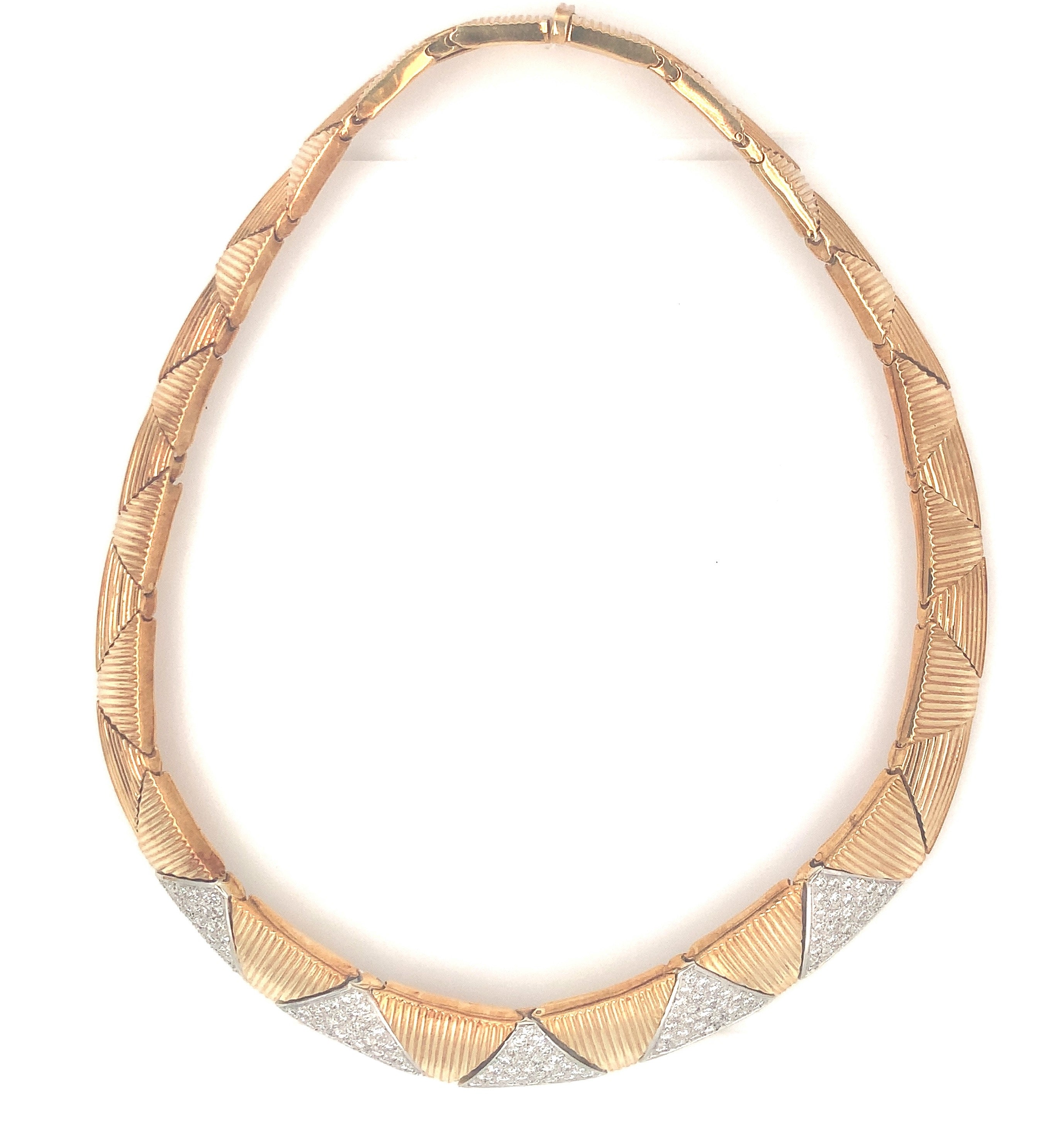 Diamond 18k Yellow Gold Collar Necklace, circa 1970s