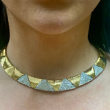 Diamond 18k Yellow Gold Collar Necklace, circa 1970s