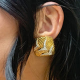 Diamond 18k Yellow Gold Earclips, circa 1960s