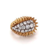 Diamond Cluster 18K Yellow Gold Ring, circa 1960s