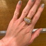 Diamond Cluster 18K Yellow Gold Ring, circa 1960s