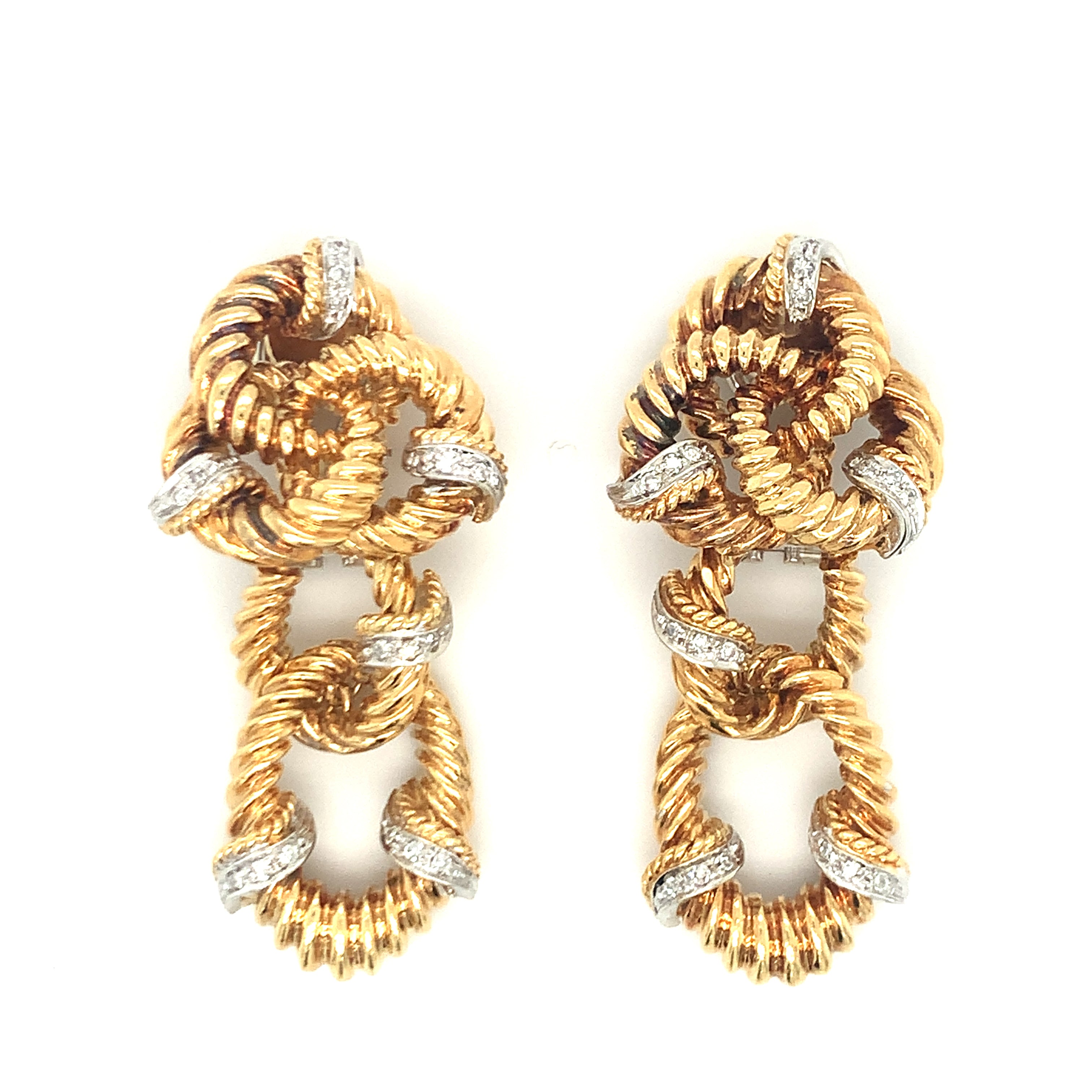 Diamond Dangle 18K Gold Earrings