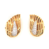 Diamond Fluted 18k Yellow Gold Earrings, circa 1960s