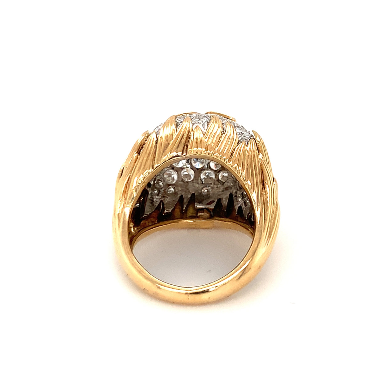 Diamond Pave Dome 18K Yellow Gold Ring, circa 1960s