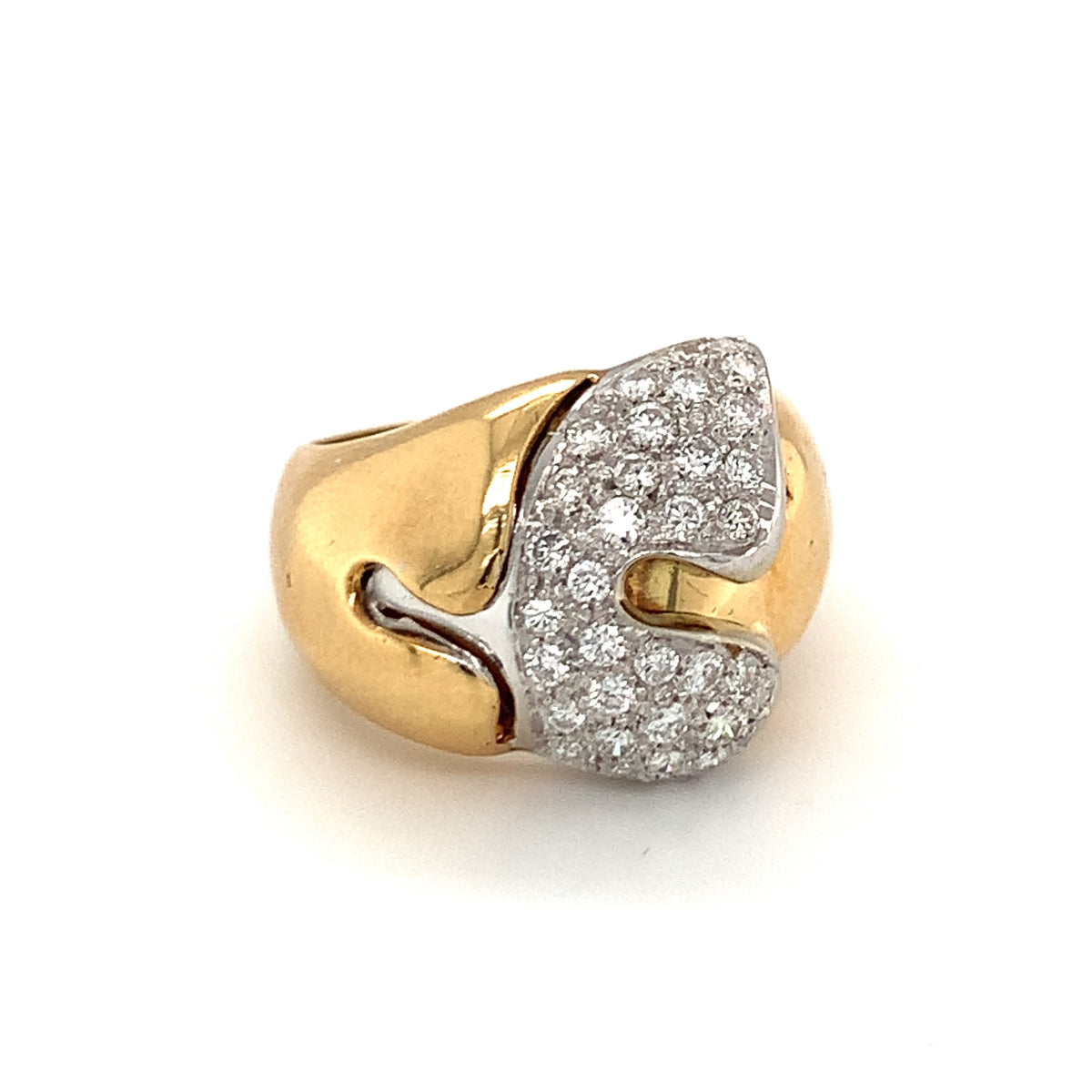 Diamond Pave Gold Ring, circa 1970s