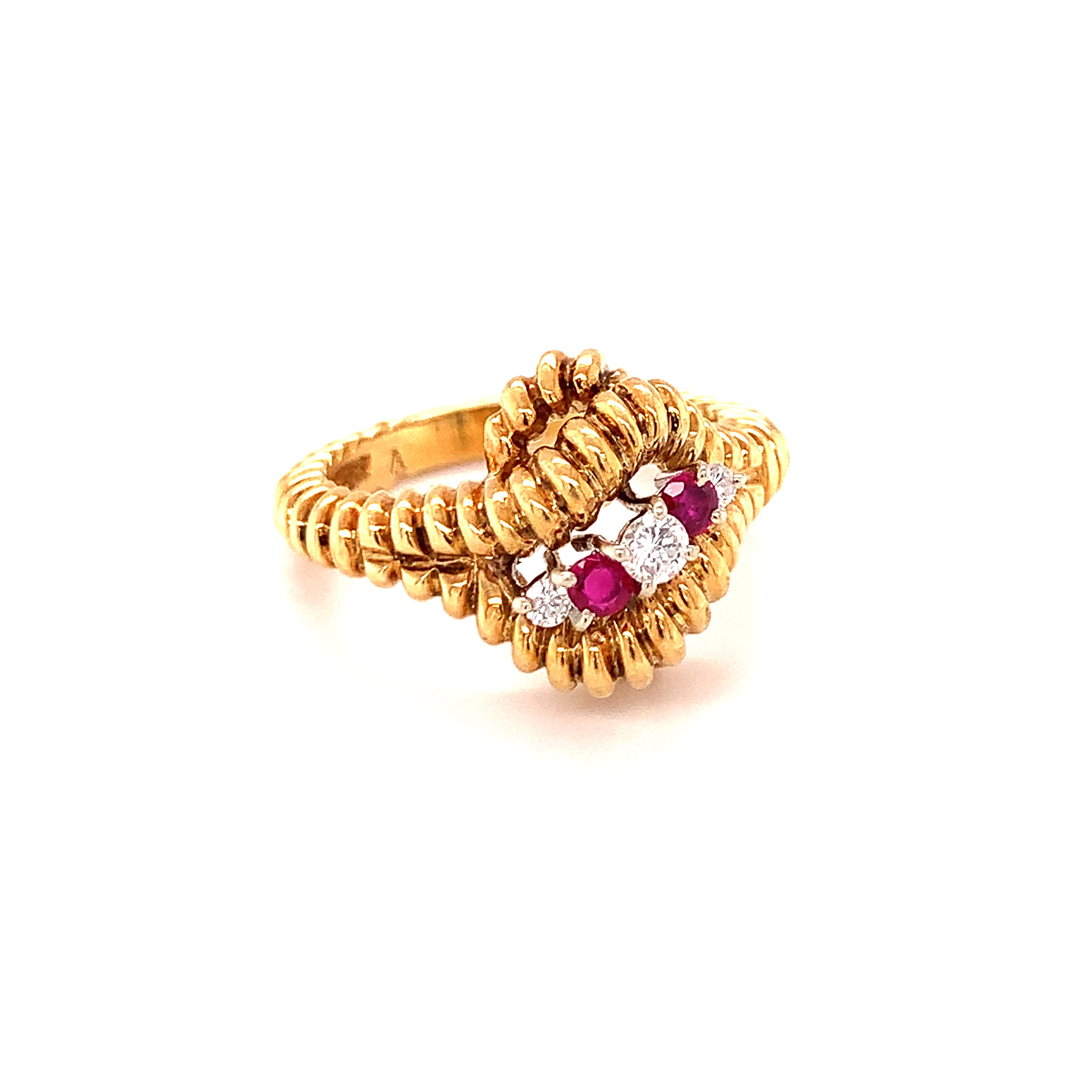 Diamond and Ruby 18K Yellow Gold Ring