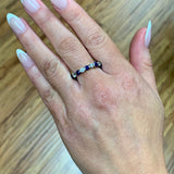 Diamond and Sapphire 18K White Gold Eternity Band Ring, circa 1970s