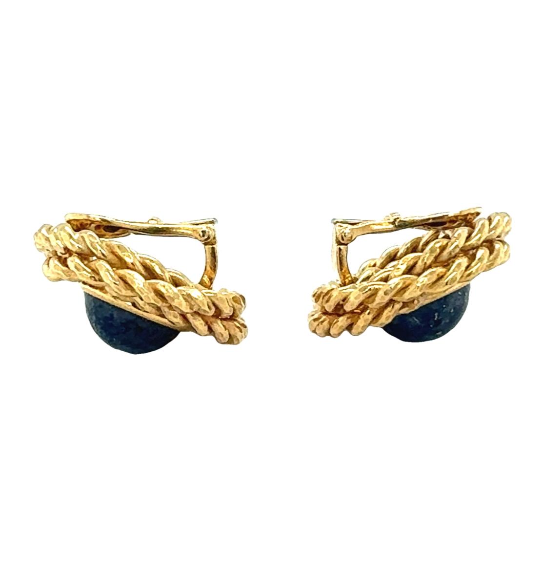 18K YELLOW GOLD LAPIS LAZULI EARRINGS