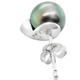 14K WHITE GOLD BLACK TAHITIAN PEARL STUD EARRINGS