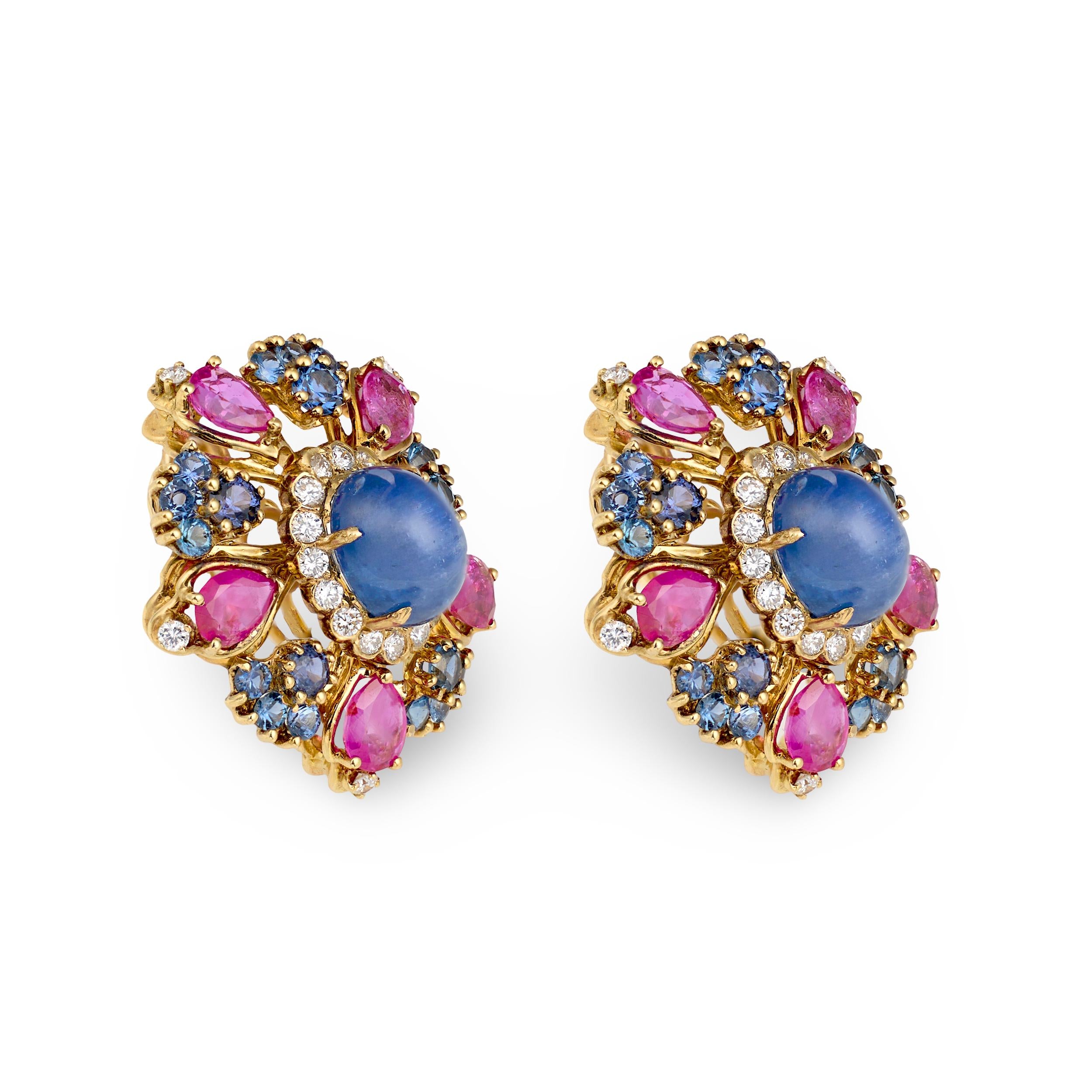 Multi-Gem Set 18K Gold Earrings