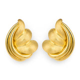 Henry Dunay 18K Yellow Gold Sabi Finish Ear Clips, Vintage 1970s Sculptural