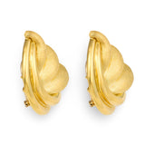 Henry Dunay 18K Yellow Gold Sabi Finish Ear Clips, Vintage 1970s Sculptural