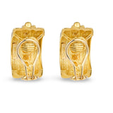 Vintage 18K Yellow Gold Half-Hoop Earclips with Beadwork, Circa 1960s