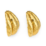 Hammered 18k Yellow Gold Earclips by Henry Dunay, circa 1970s