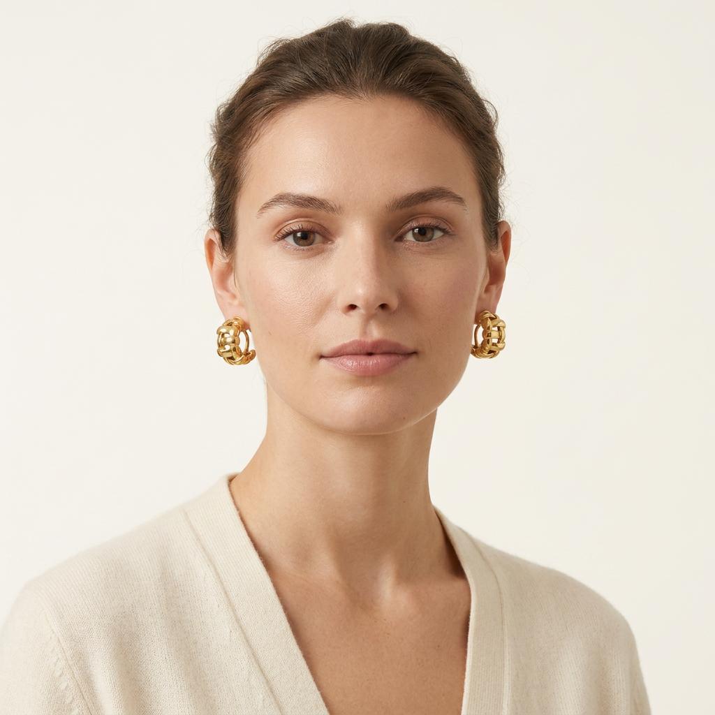 Tiffany & Co. Open Basketweave Gold Hoop Earrings, circa 2002
