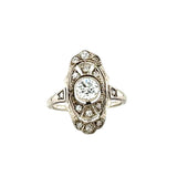 Edwardian 14K White Gold Diamond Filigree Ring