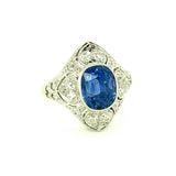 Edwardian Sapphire and Diamond Platinum Ring, circa 1910