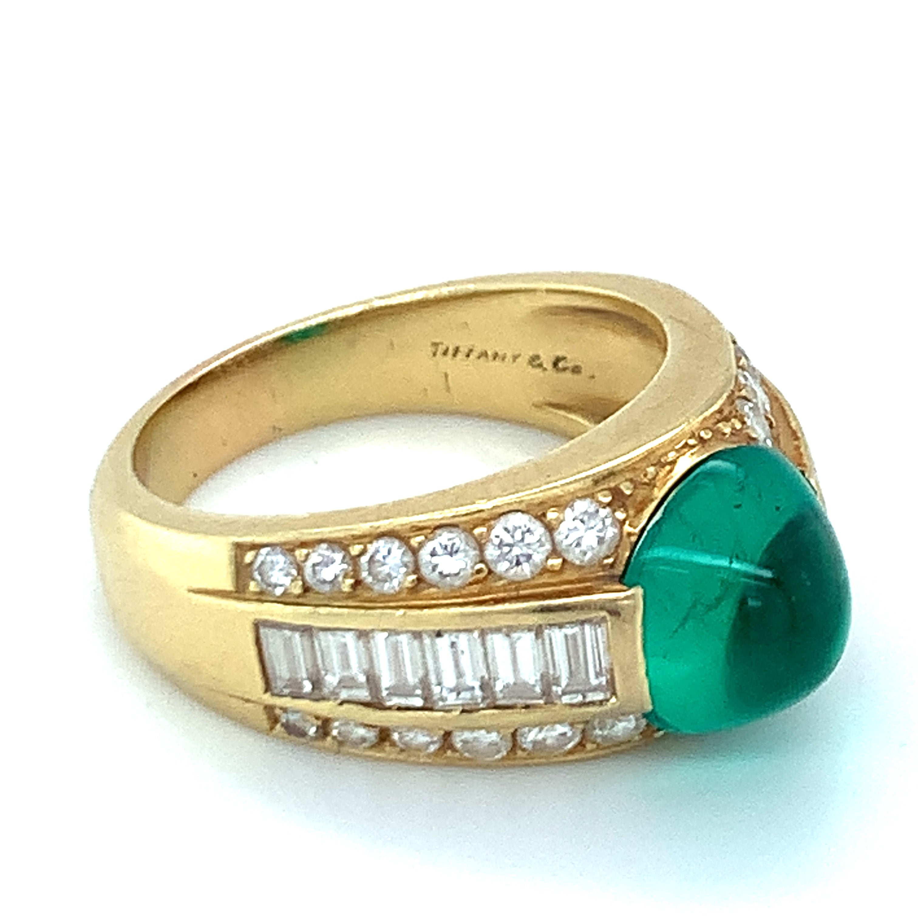 Emerald and Diamond 18K Gold Ring by Tiffany & Co.