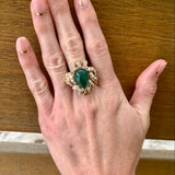 Emerald and Diamond 18K Yellow Gold Ring, circa 1960s