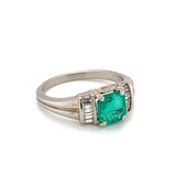 Emerald and Diamond Platinum Ring