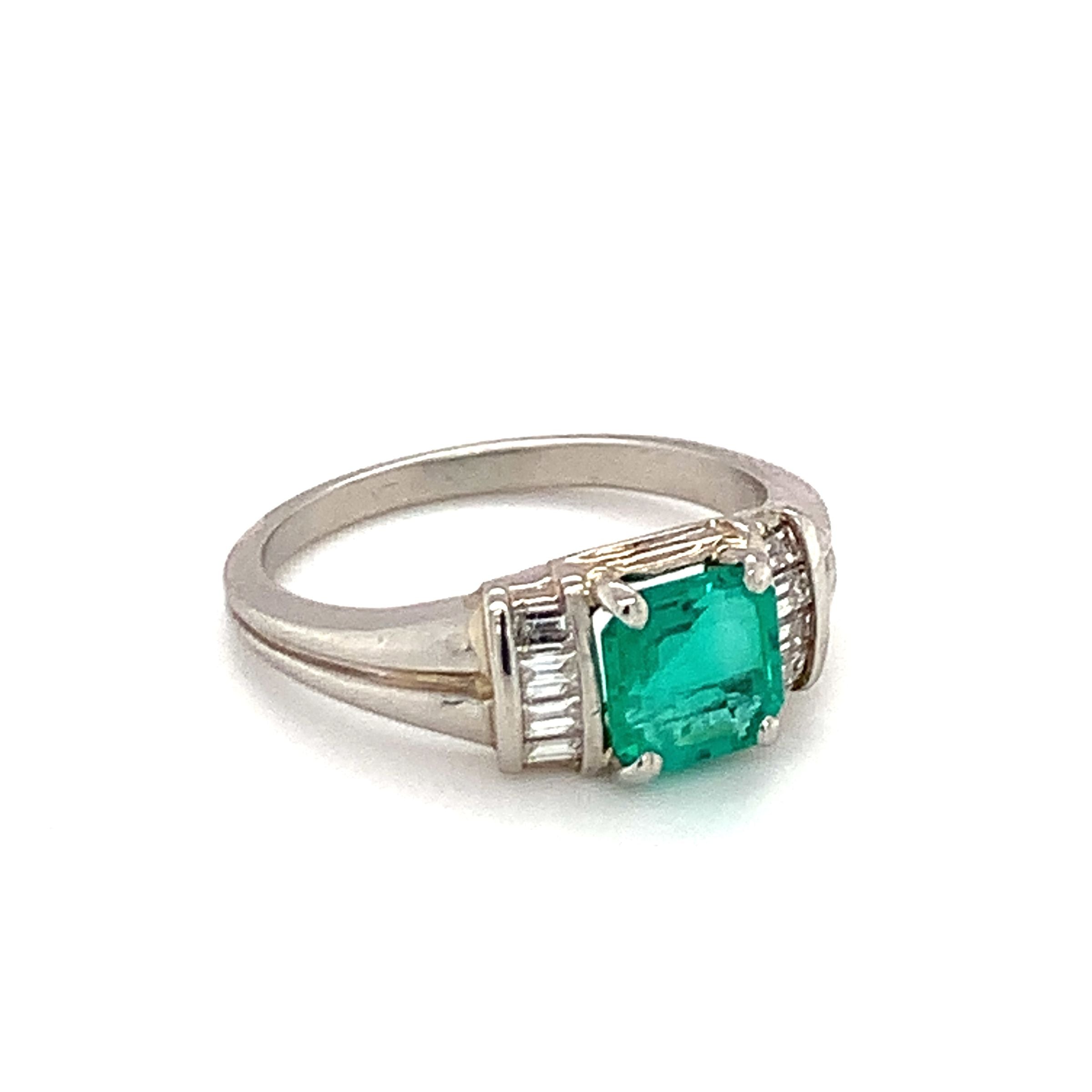 Emerald and Diamond Platinum Ring