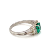 Emerald and Diamond Platinum Ring