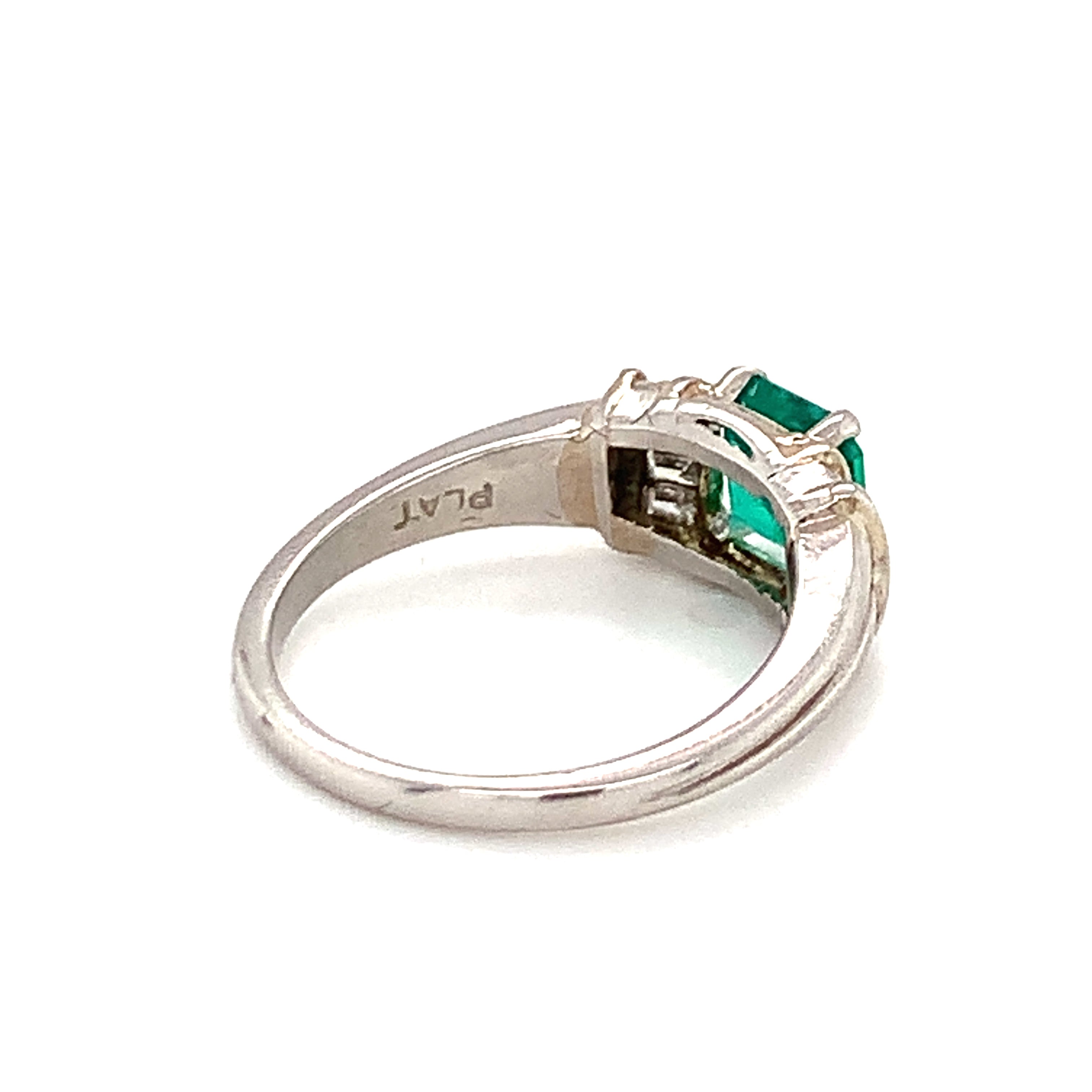 Emerald and Diamond Platinum Ring