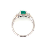 Emerald and Diamond Platinum Ring