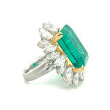Emerald and Diamond Platinum and Gold Ring