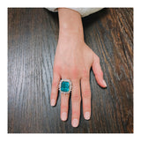 Emerald and Diamond Platinum and Gold Ring
