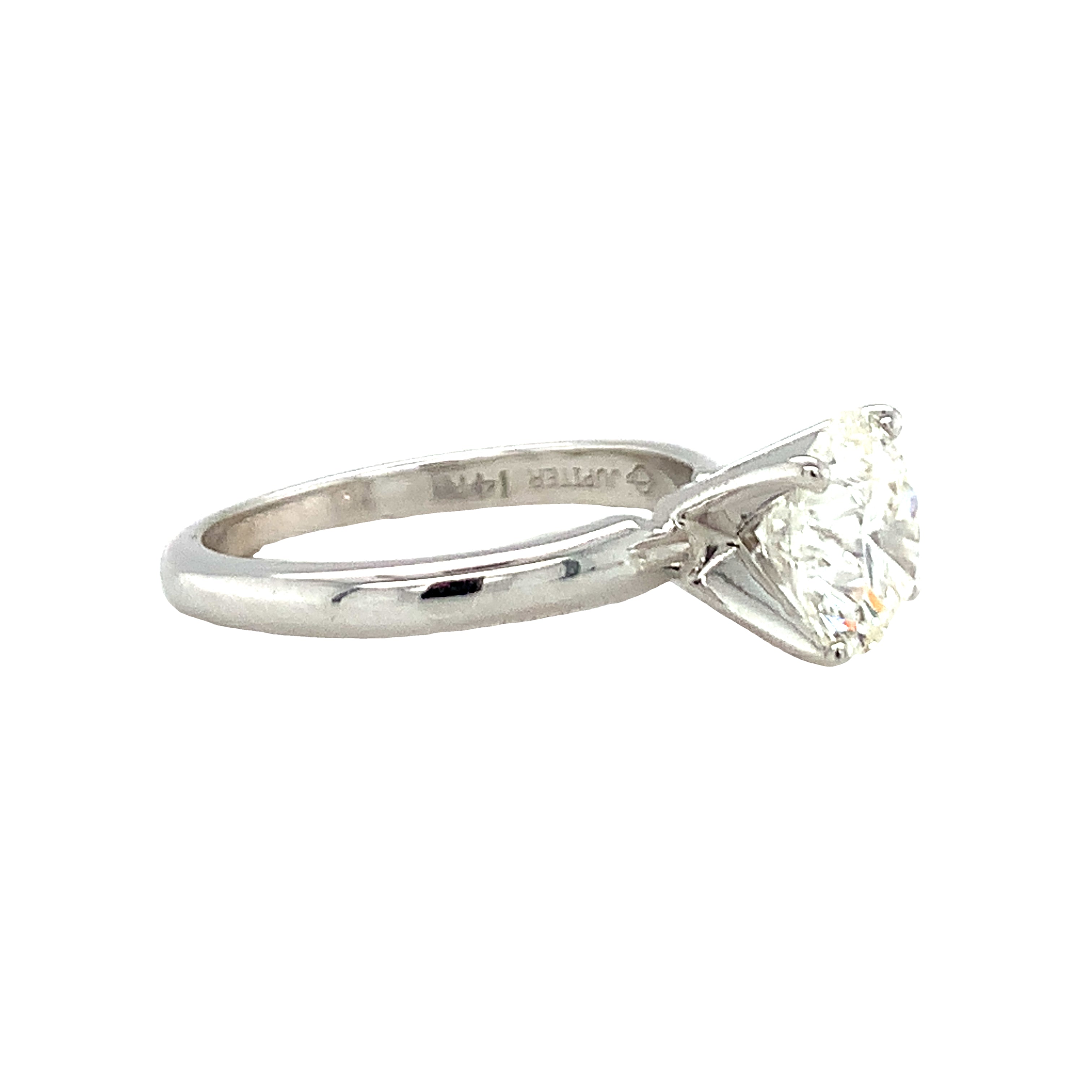 GIA Certified 1.63 Carat Diamond White Gold Engagement Ring